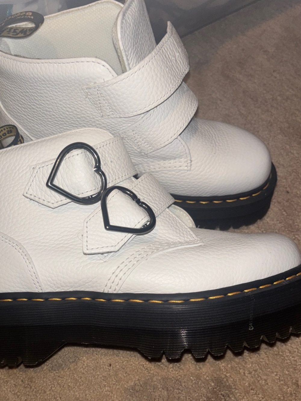 Dr. Martens Buckle Ankle Boots - Womens Devon Heart Leather Platform